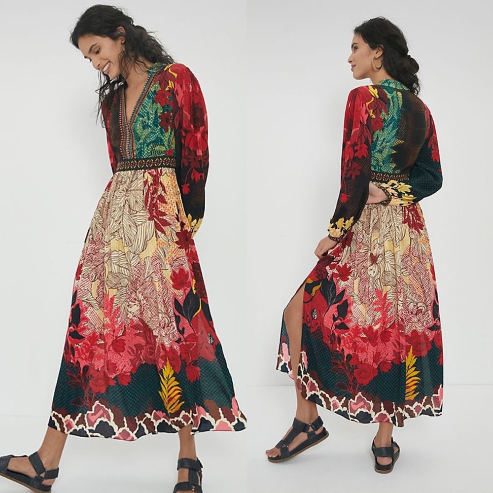 Anthropologie Multicolor Floral Patchwork Maxi Dress - Picture 2 of 5
